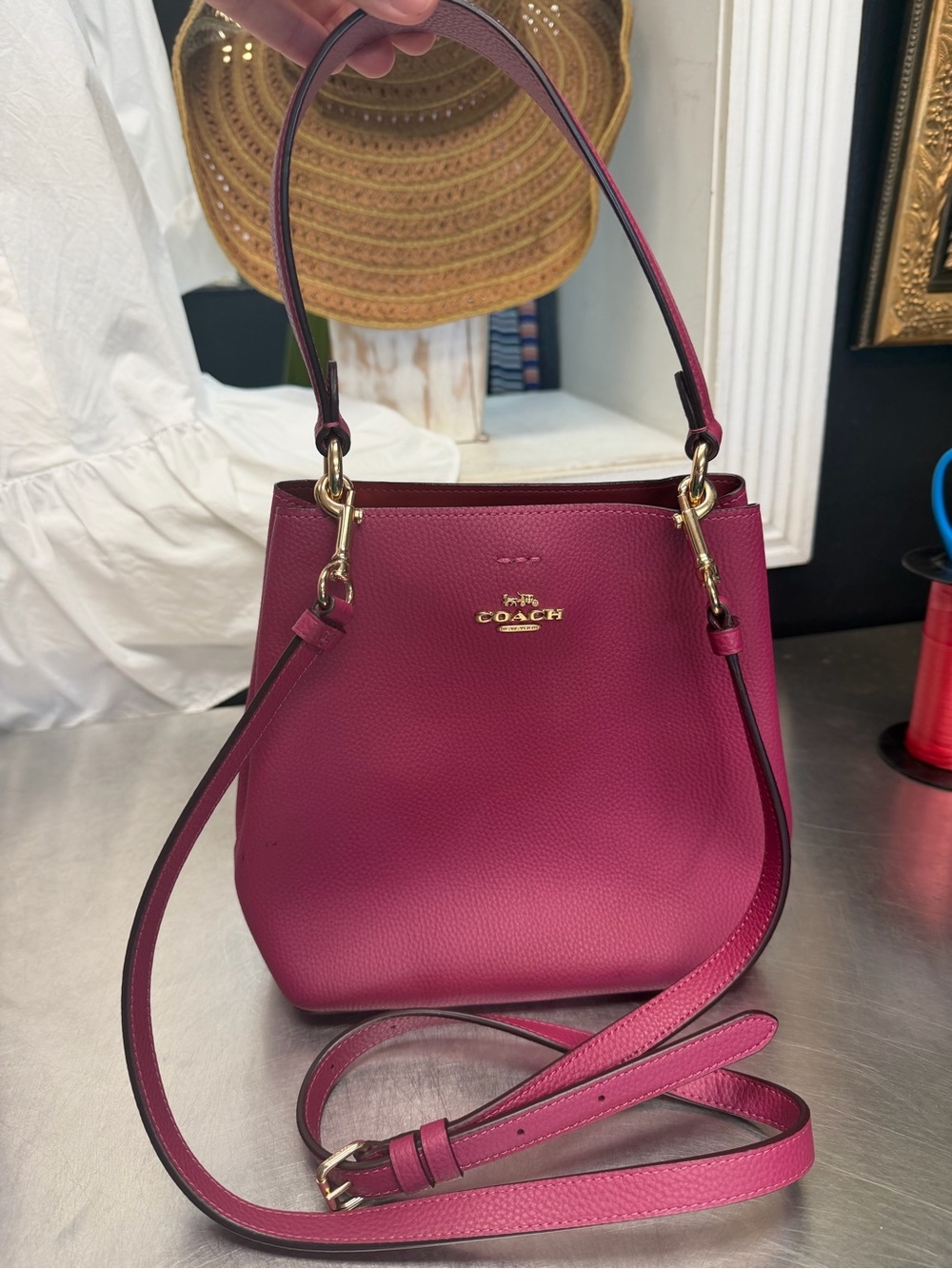 Coach Small Town Bucket Bag berry violet leather Bag